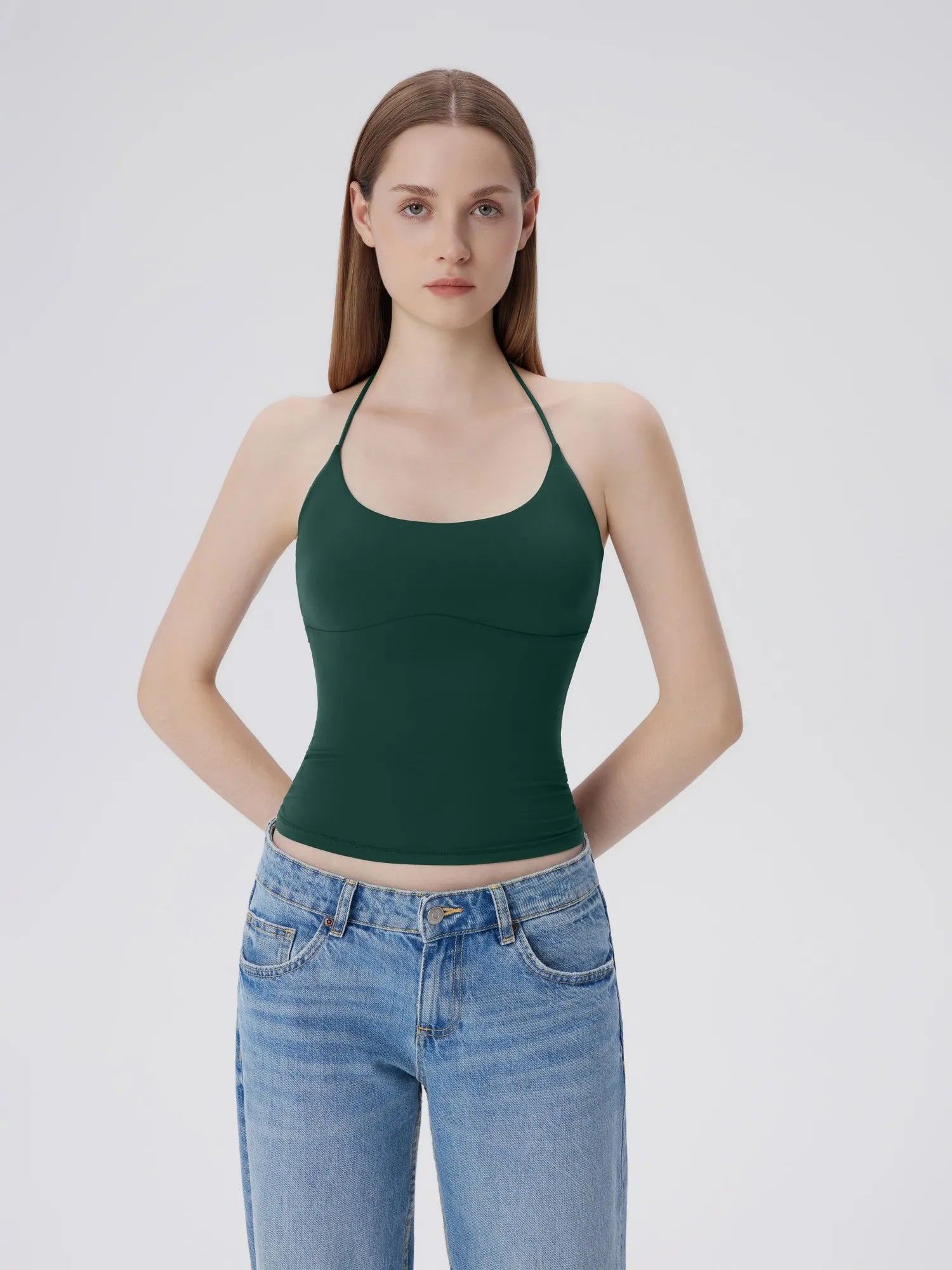 Open Back Silver Botton Y2K Tank Tops