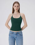 Open Back Silver Botton Y2K Tank Tops