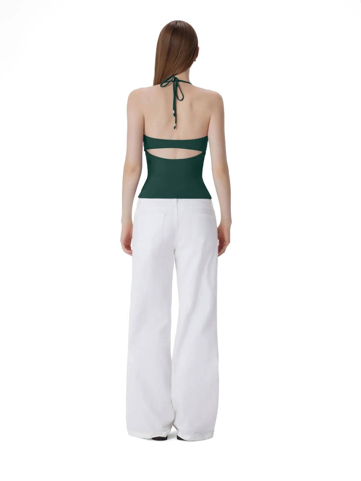 Open Back Silver Botton Y2K Tank Tops