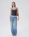 Open Back Silver Botton Y2K Tank Tops