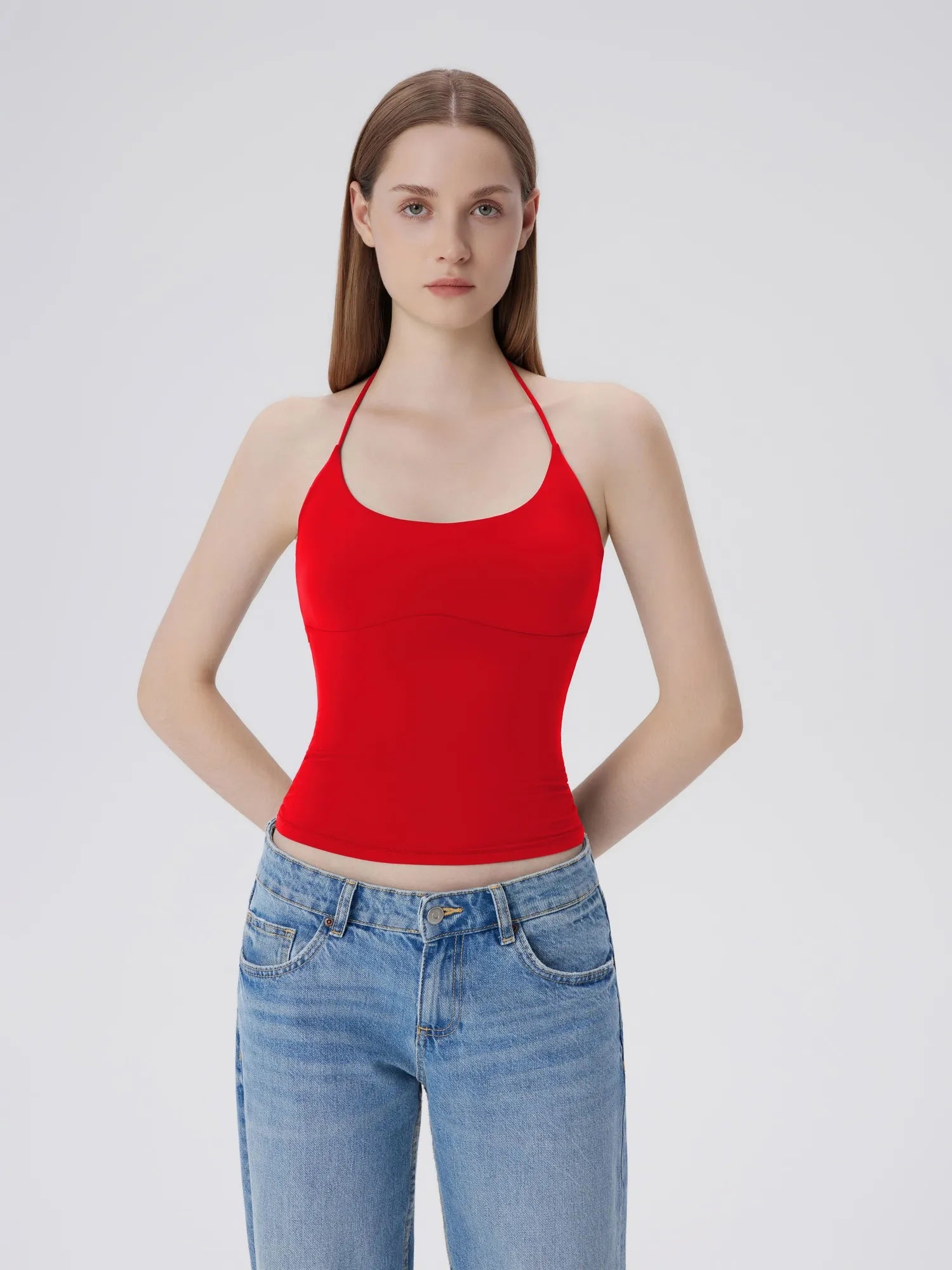 Open Back Silver Botton Y2K Tank Tops