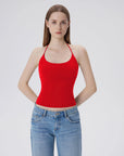 Open Back Silver Botton Y2K Tank Tops