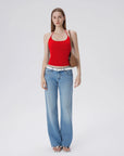 Open Back Silver Botton Y2K Tank Tops