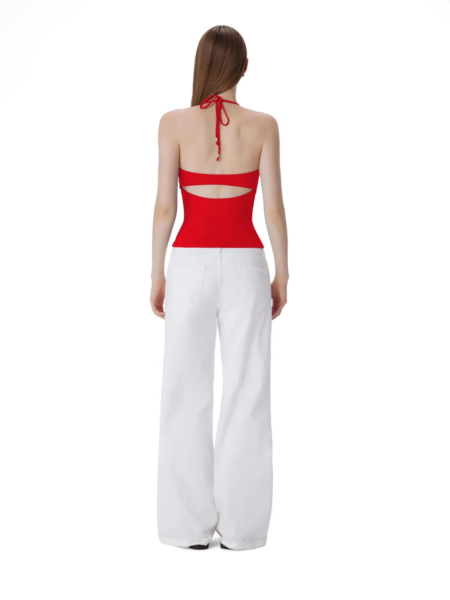 Open Back Silver Botton Y2K Tank Tops