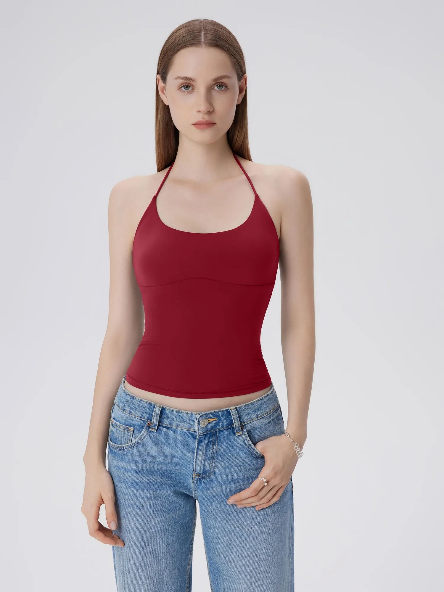 Open Back Silver Botton Y2K Tank Tops