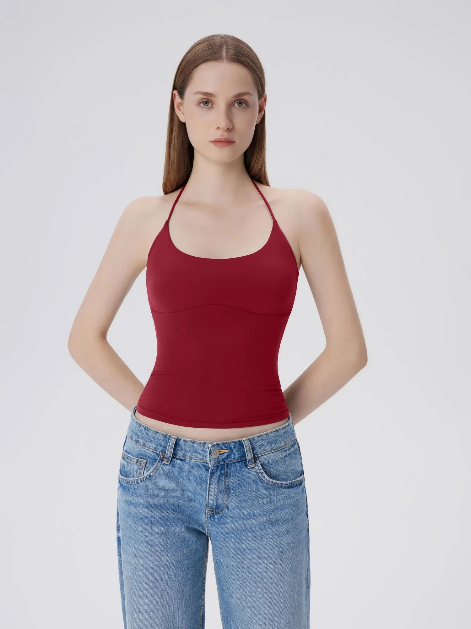 Open Back Silver Botton Y2K Tank Tops