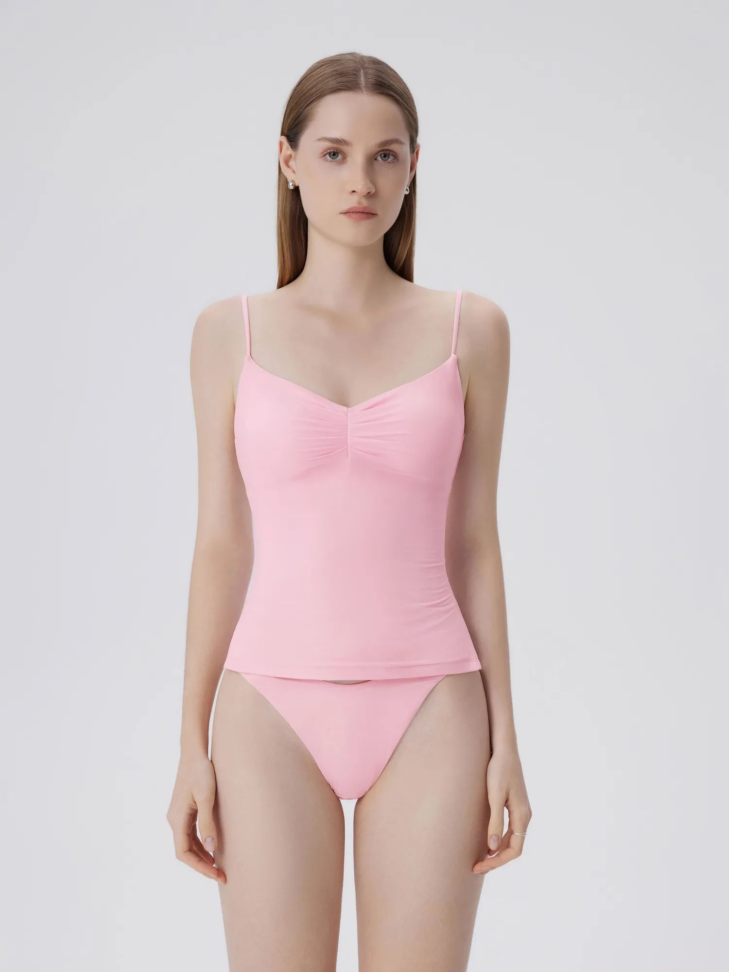 Ruched V Neck Desigh Tank Top-SUUKSESS-SUUKSESS