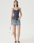 Ruched V Neck Desigh Tank Top-SUUKSESS-SUUKSESS