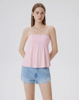 Sleeveless Strapless Peplum Tube Babydoll Tank Tops-SUUKSESS-SUUKSESS