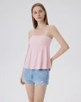 Sleeveless Strapless Peplum Tube Babydoll Tank Tops-SUUKSESS-SUUKSESS