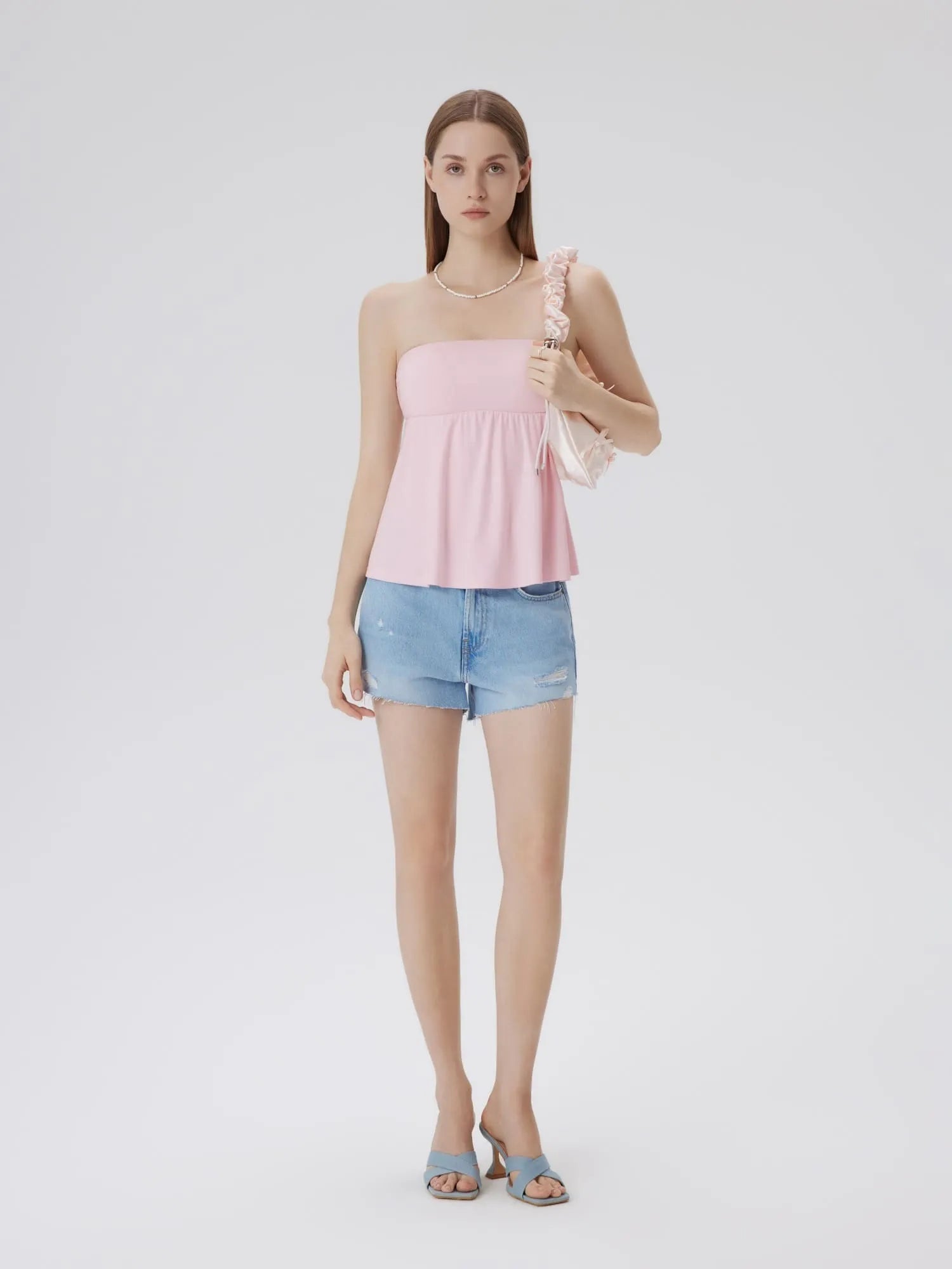 Sleeveless Strapless Peplum Tube Babydoll Tank Tops-SUUKSESS-SUUKSESS