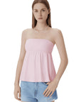 Sleeveless Strapless Peplum Tube Babydoll Tank Tops-SUUKSESS-SUUKSESS