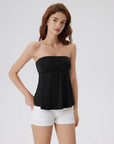 Sleeveless Strapless Peplum Tube Babydoll Tank Tops-SUUKSESS-SUUKSESS