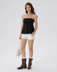 Sleeveless Strapless Peplum Tube Babydoll Tank Tops-SUUKSESS-SUUKSESS
