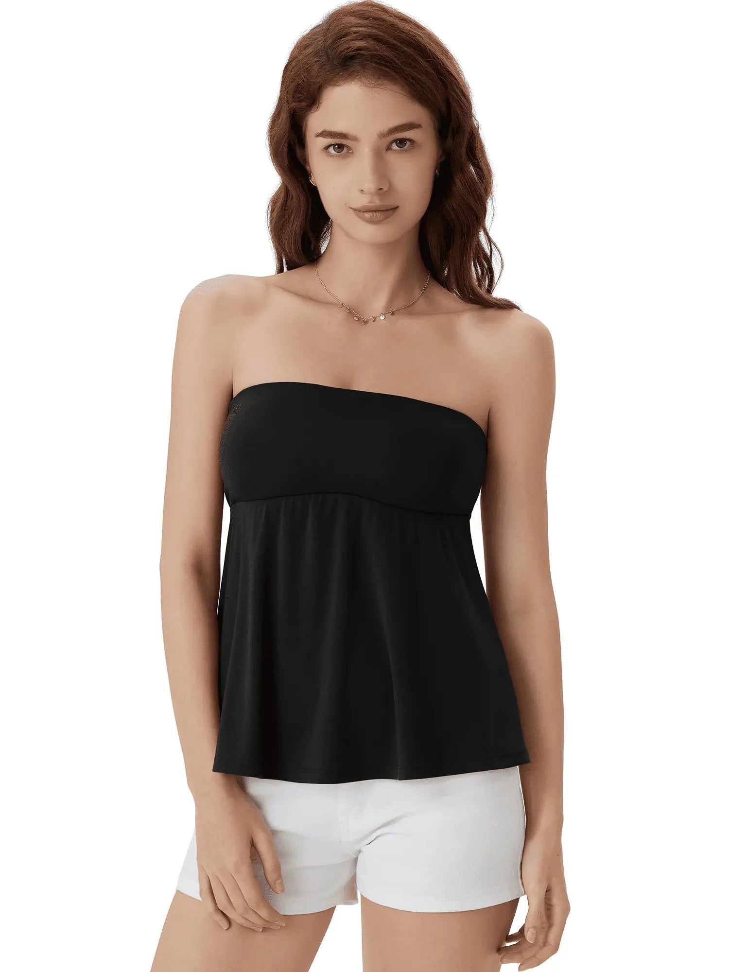 Sleeveless Strapless Peplum Tube Babydoll Tank Tops-SUUKSESS-SUUKSESS