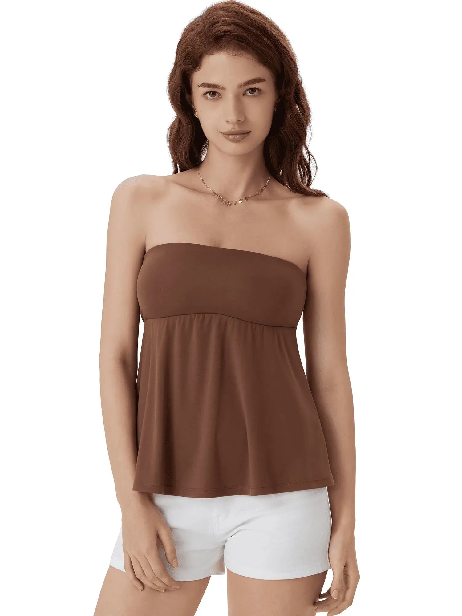 Sleeveless Strapless Peplum Tube Babydoll Tank Tops-SUUKSESS-SUUKSESS