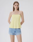 Sleeveless Strapless Peplum Tube Babydoll Tank Tops-SUUKSESS-SUUKSESS