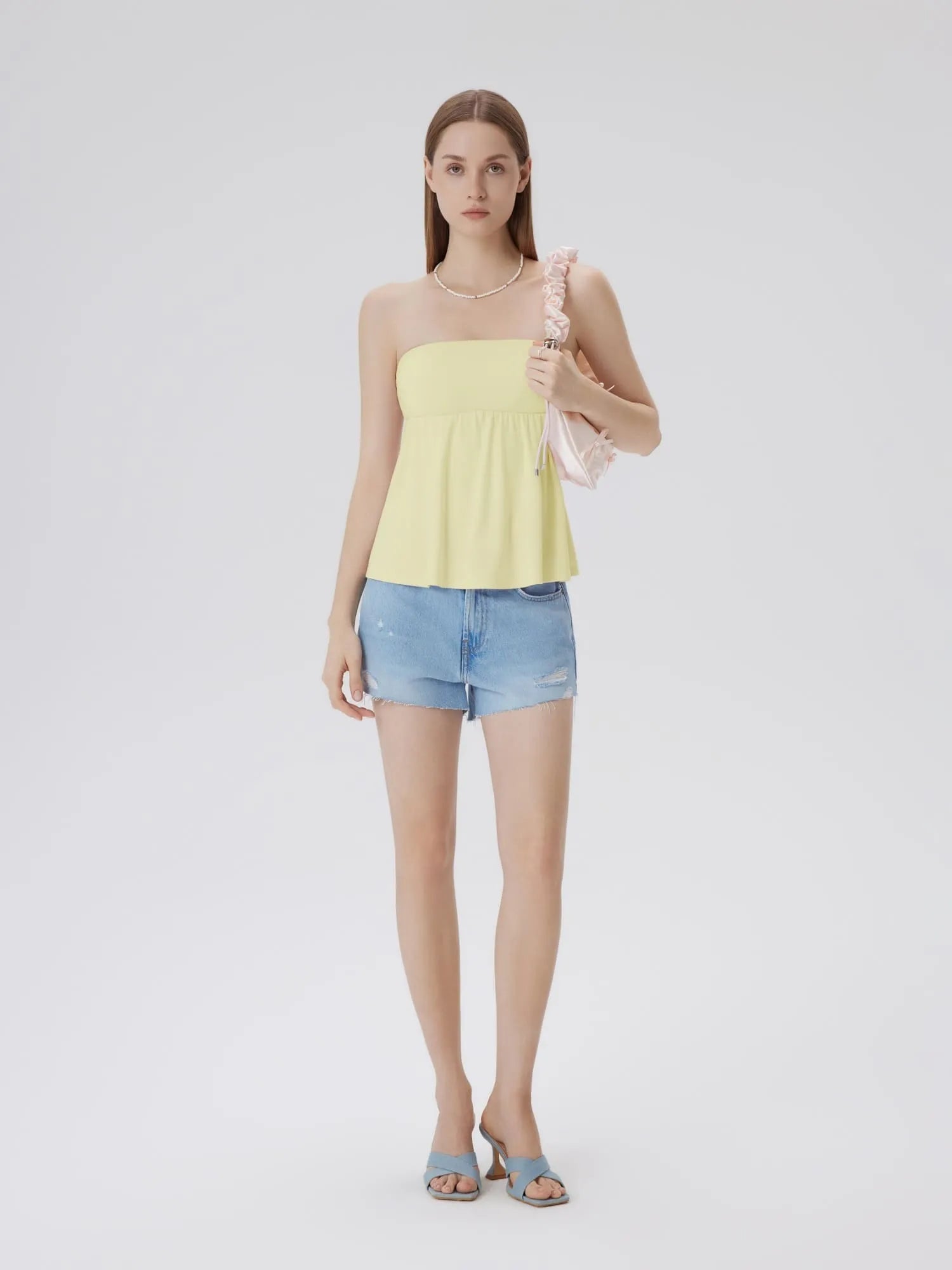 Sleeveless Strapless Peplum Tube Babydoll Tank Tops-SUUKSESS-SUUKSESS