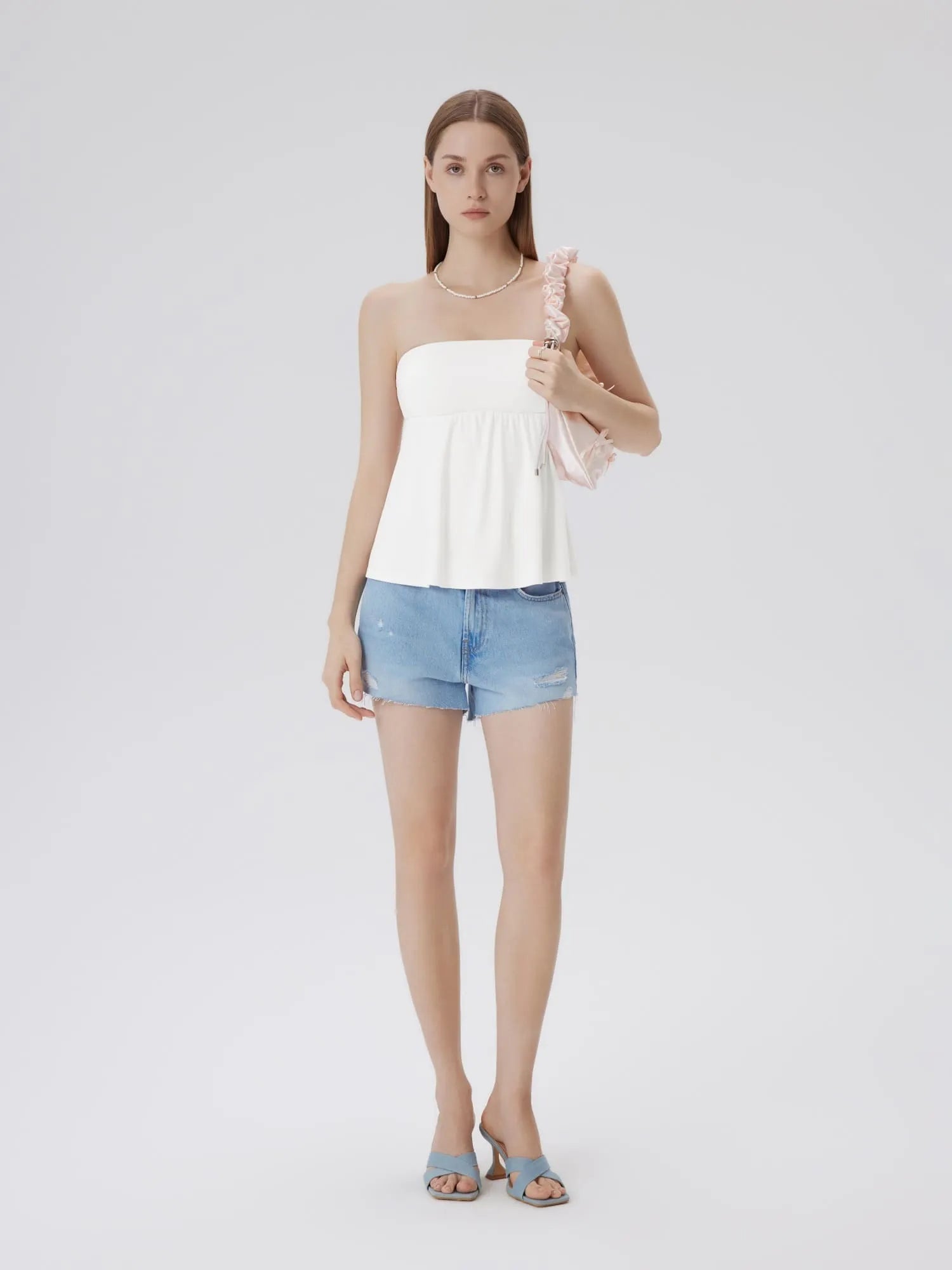 Sleeveless Strapless Peplum Tube Babydoll Tank Tops-SUUKSESS-SUUKSESS