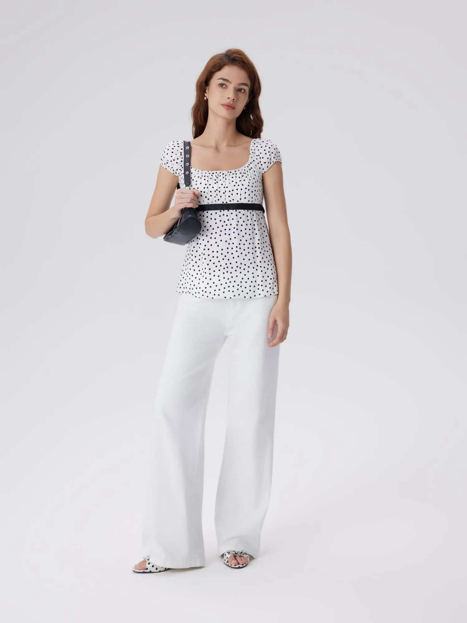 Babydoll Square Peplum with Bow Tie Tops-SUUKSESS-SUUKSESS