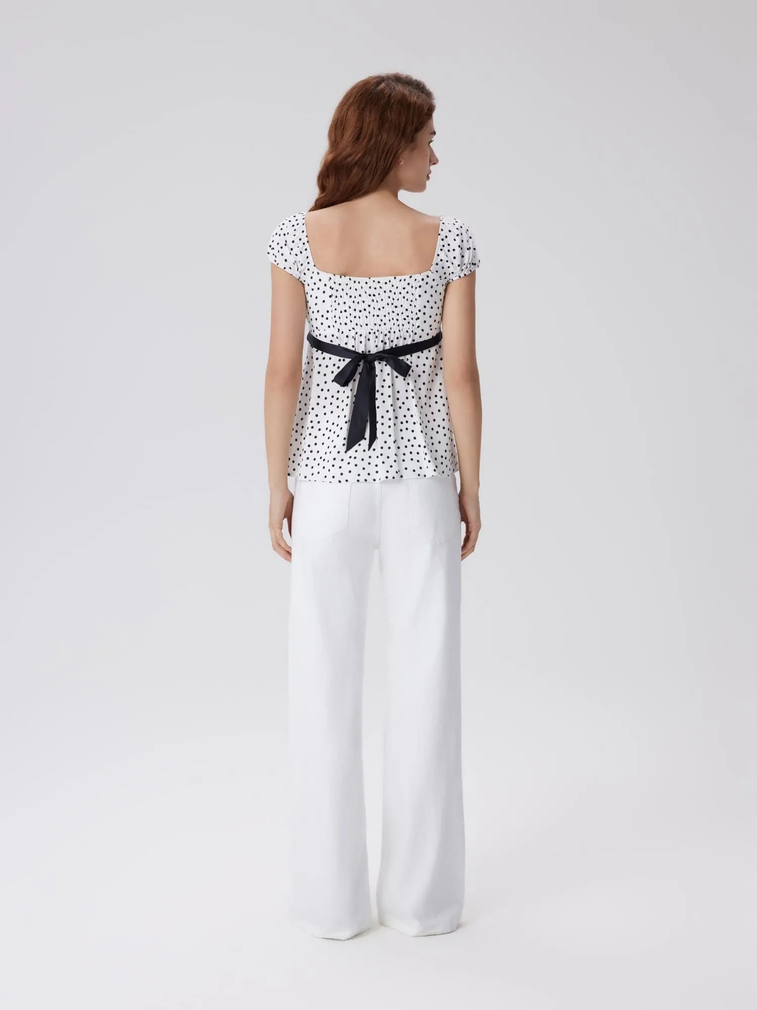 Babydoll Square Peplum with Bow Tie Tops-SUUKSESS-SUUKSESS