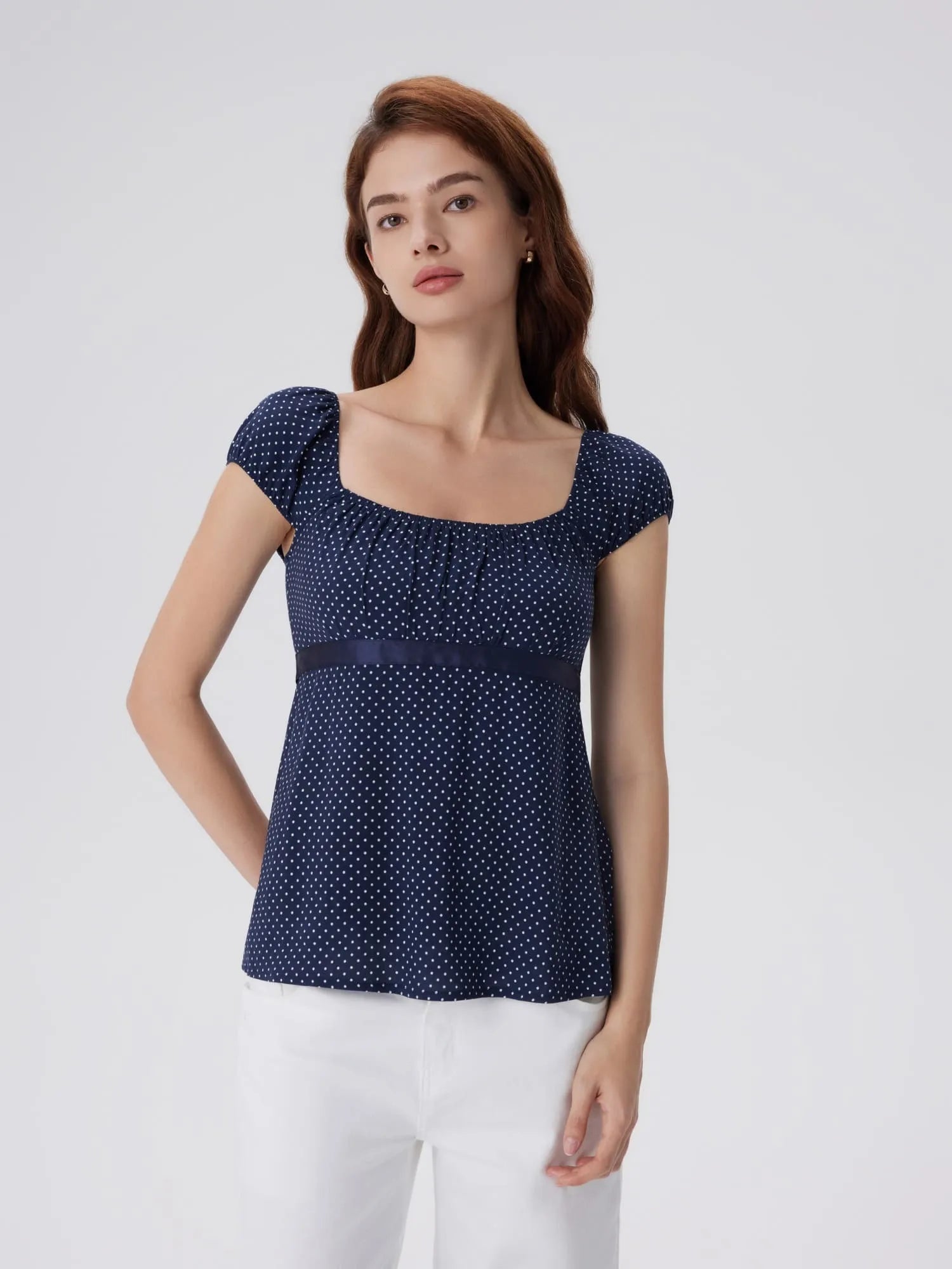 Babydoll Square Peplum with Bow Tie Tops-SUUKSESS-SUUKSESS