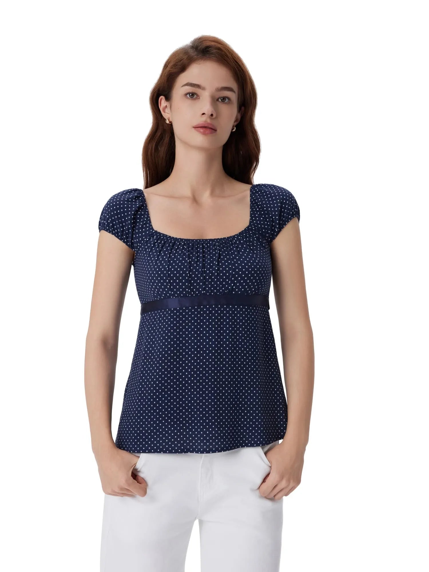Babydoll Square Peplum with Bow Tie Tops-SUUKSESS-SUUKSESS