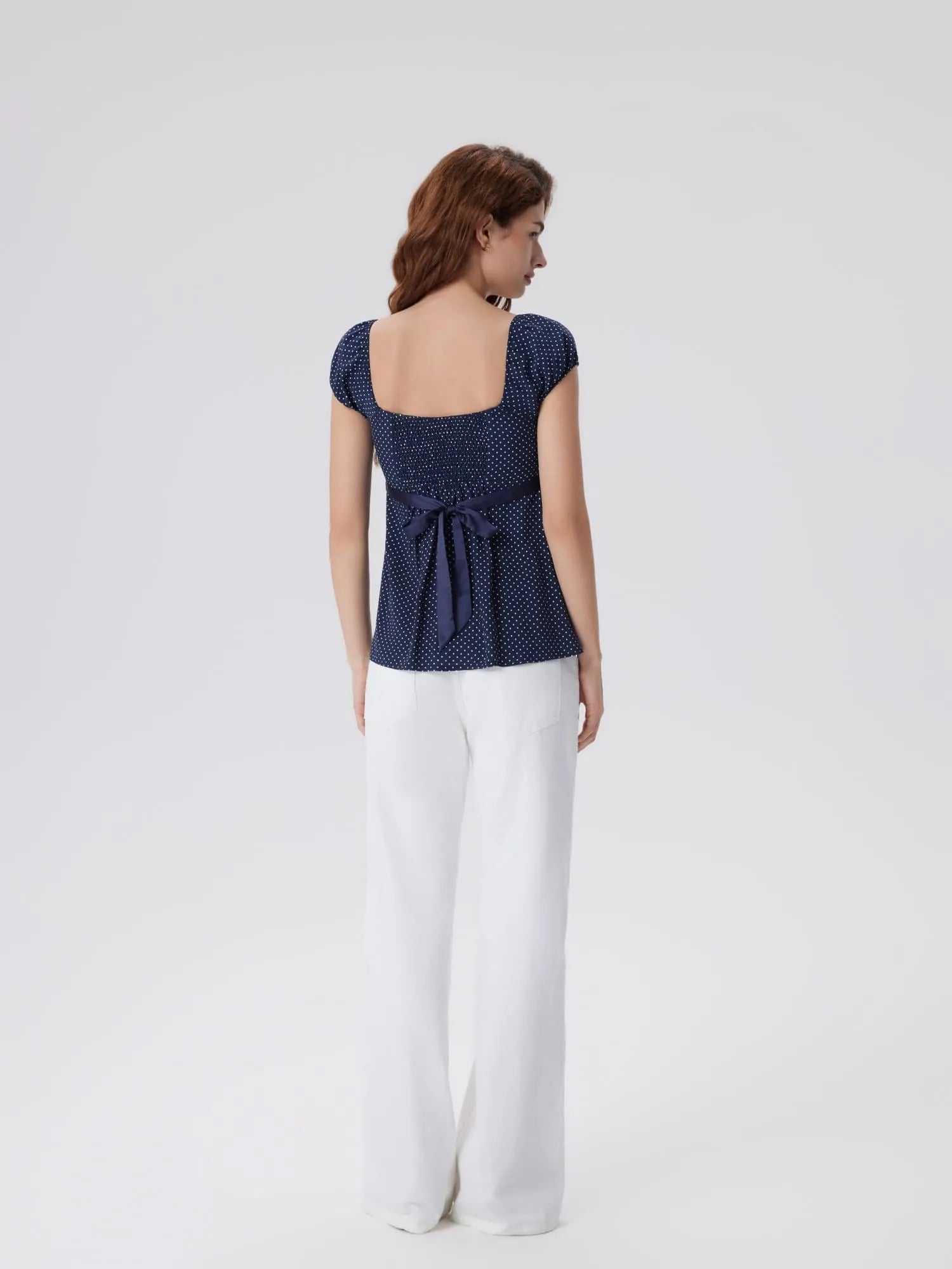 Babydoll Square Peplum with Bow Tie Tops-SUUKSESS-SUUKSESS