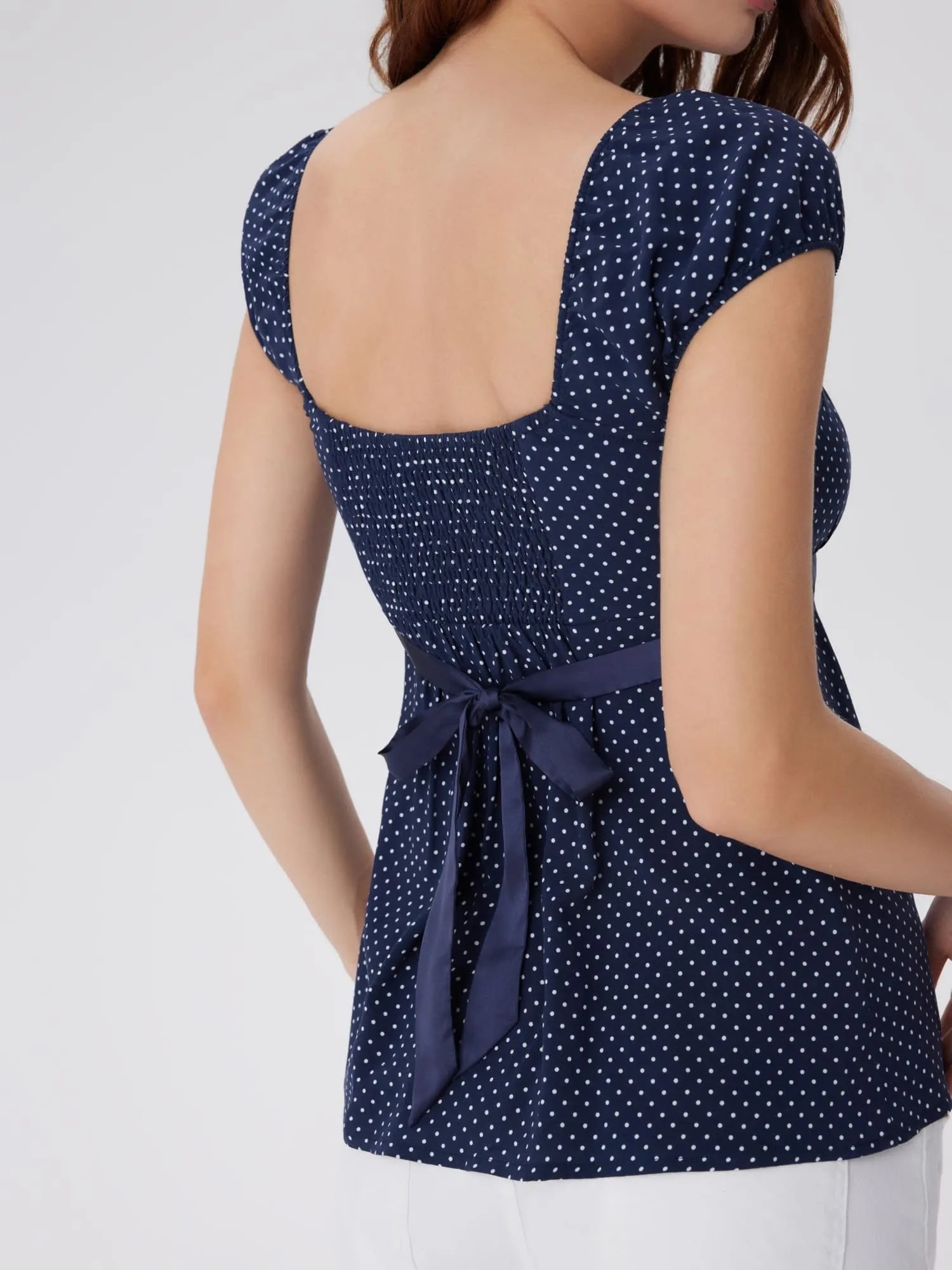 Babydoll Square Peplum with Bow Tie Tops-SUUKSESS-SUUKSESS