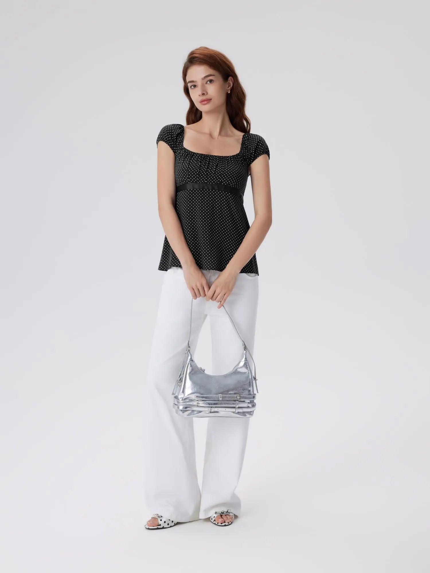 Babydoll Square Peplum with Bow Tie Tops-SUUKSESS-SUUKSESS