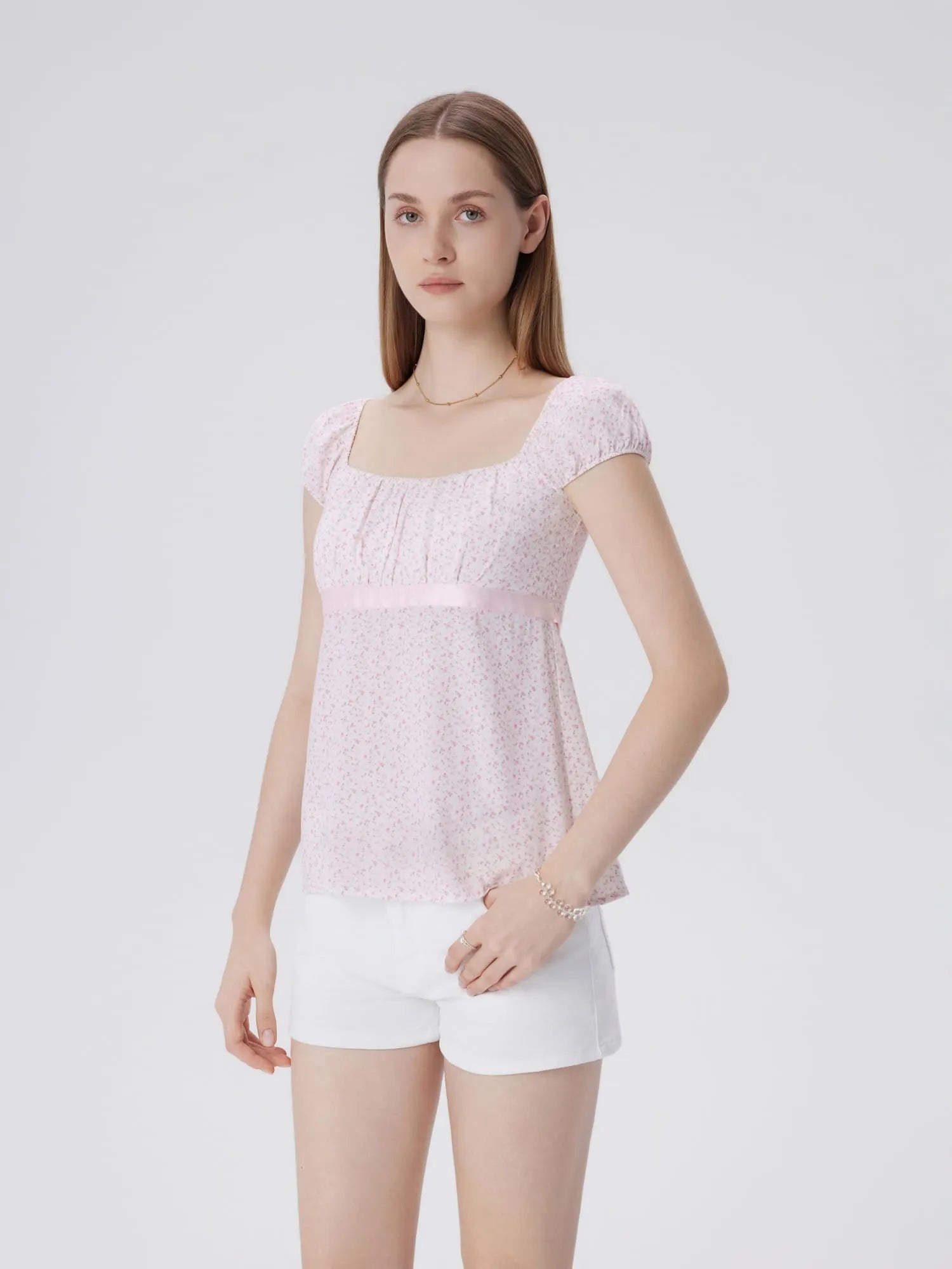 Babydoll Square Peplum with Bow Tie Tops-SUUKSESS-SUUKSESS