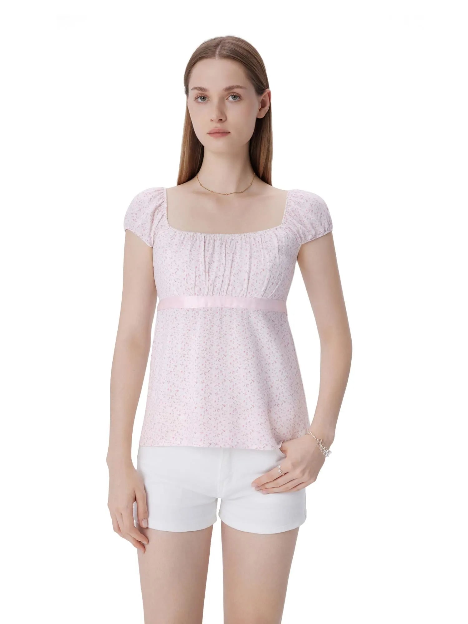 Babydoll Square Peplum with Bow Tie Tops-SUUKSESS-SUUKSESS