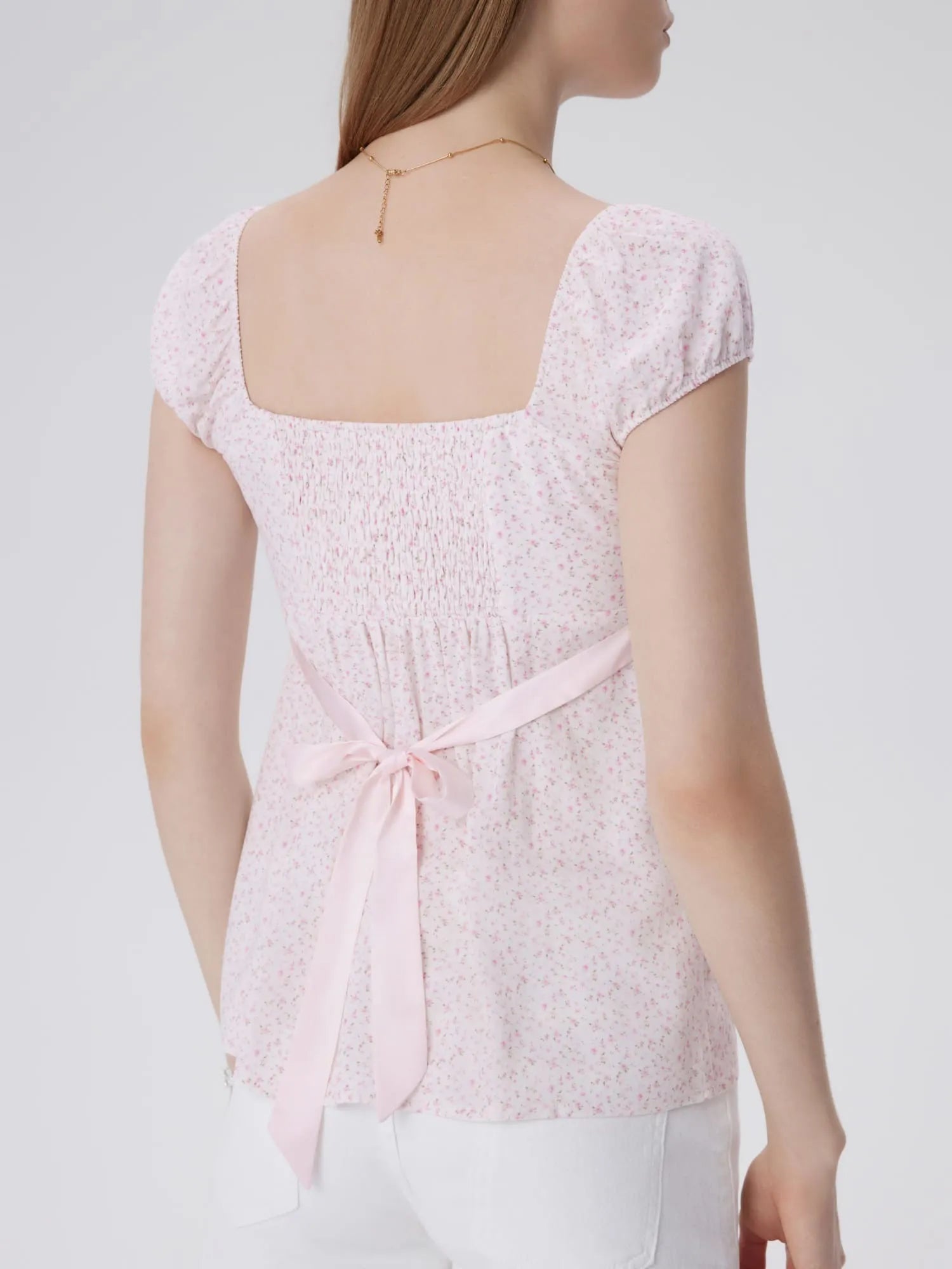 Babydoll Square Peplum with Bow Tie Tops-SUUKSESS-SUUKSESS