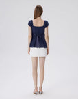 Babydoll Square Peplum with Bow Tie Tops-SUUKSESS-SUUKSESS