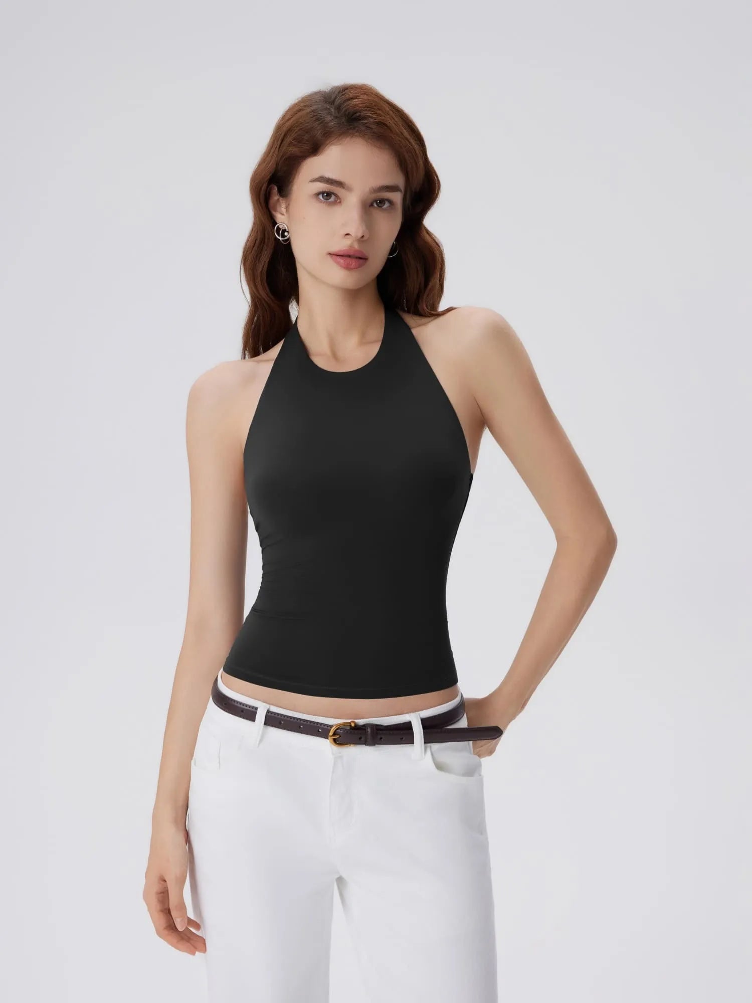 SUUKSESS Women Halter Padded Tank Tops Double Lined Backless Summer Going Out Tops-SUUKSESS-SUUKSESS