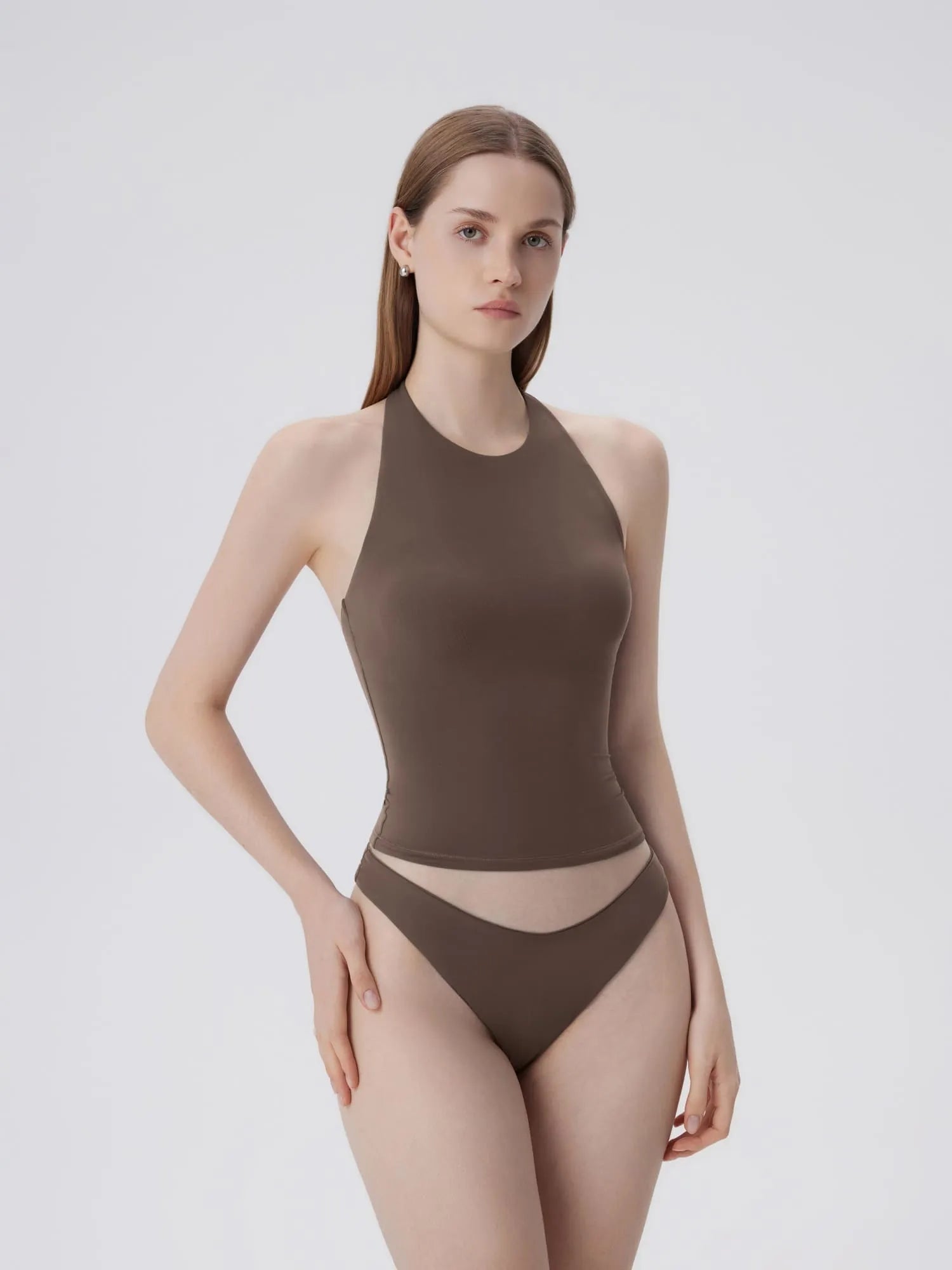 SUUKSESS Women Halter Padded Tank Tops Double Lined Backless Summer Going Out Tops-SUUKSESS-Brown-XS-SUUKSESS