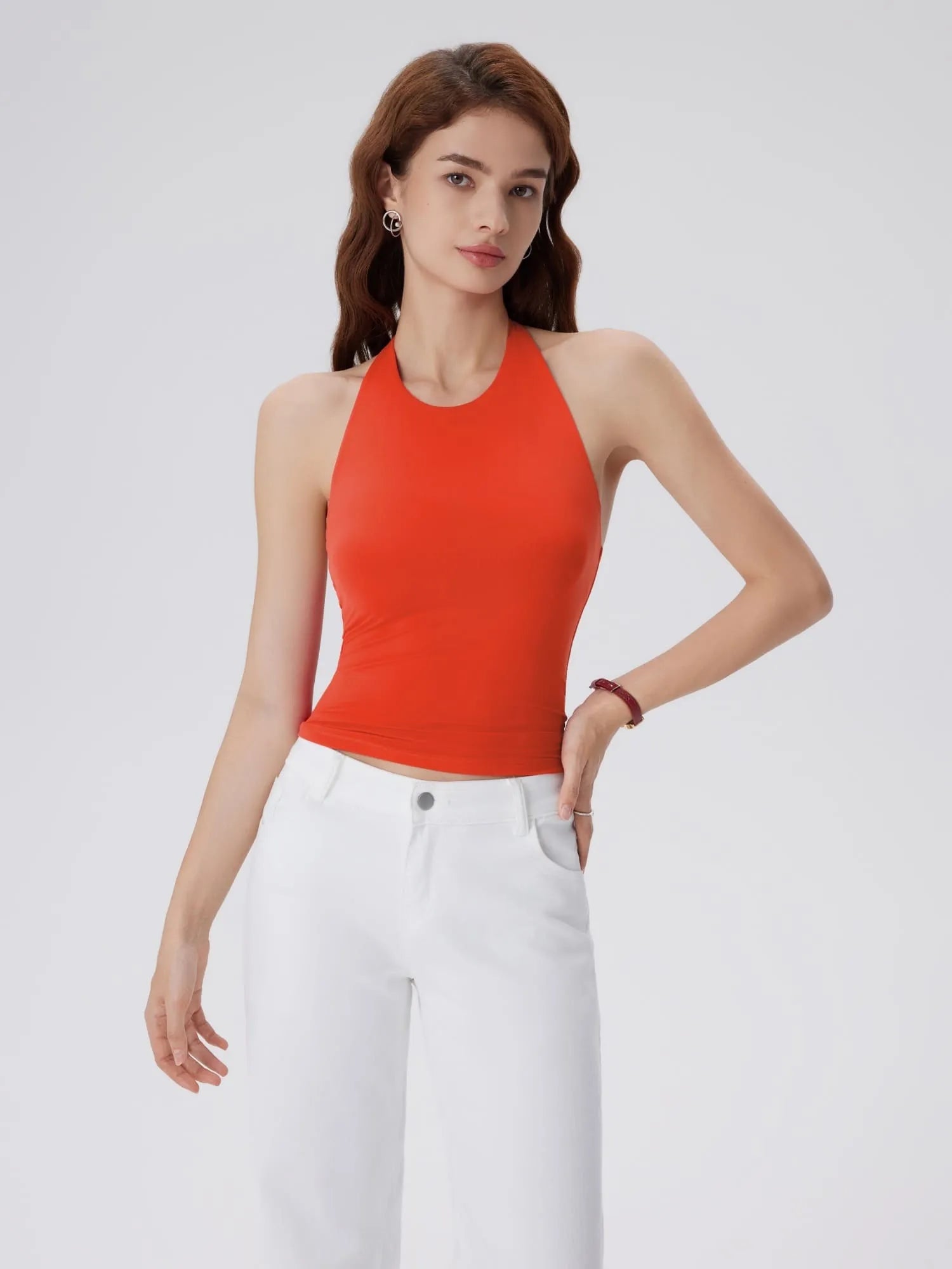 SUUKSESS Women Halter Padded Tank Tops Double Lined Backless Summer Going Out Tops-SUUKSESS-SUUKSESS