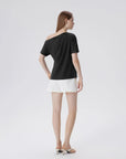 Asymmetrical Off Shoulder Short Sleeve T-Shirts-SUUKSESS-SUUKSESS