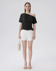 Asymmetrical Off Shoulder Short Sleeve T-Shirts-SUUKSESS-SUUKSESS