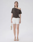 Asymmetrical Off Shoulder Short Sleeve T-Shirts-SUUKSESS-SUUKSESS