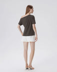 Asymmetrical Off Shoulder Short Sleeve T-Shirts-SUUKSESS-SUUKSESS