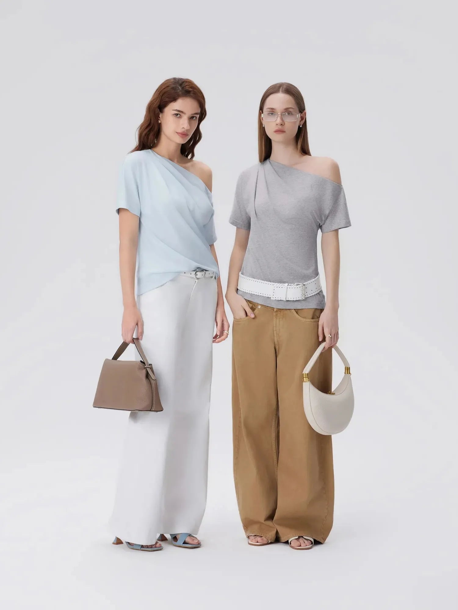 Asymmetrical Off Shoulder Short Sleeve T-Shirts-SUUKSESS-SUUKSESS