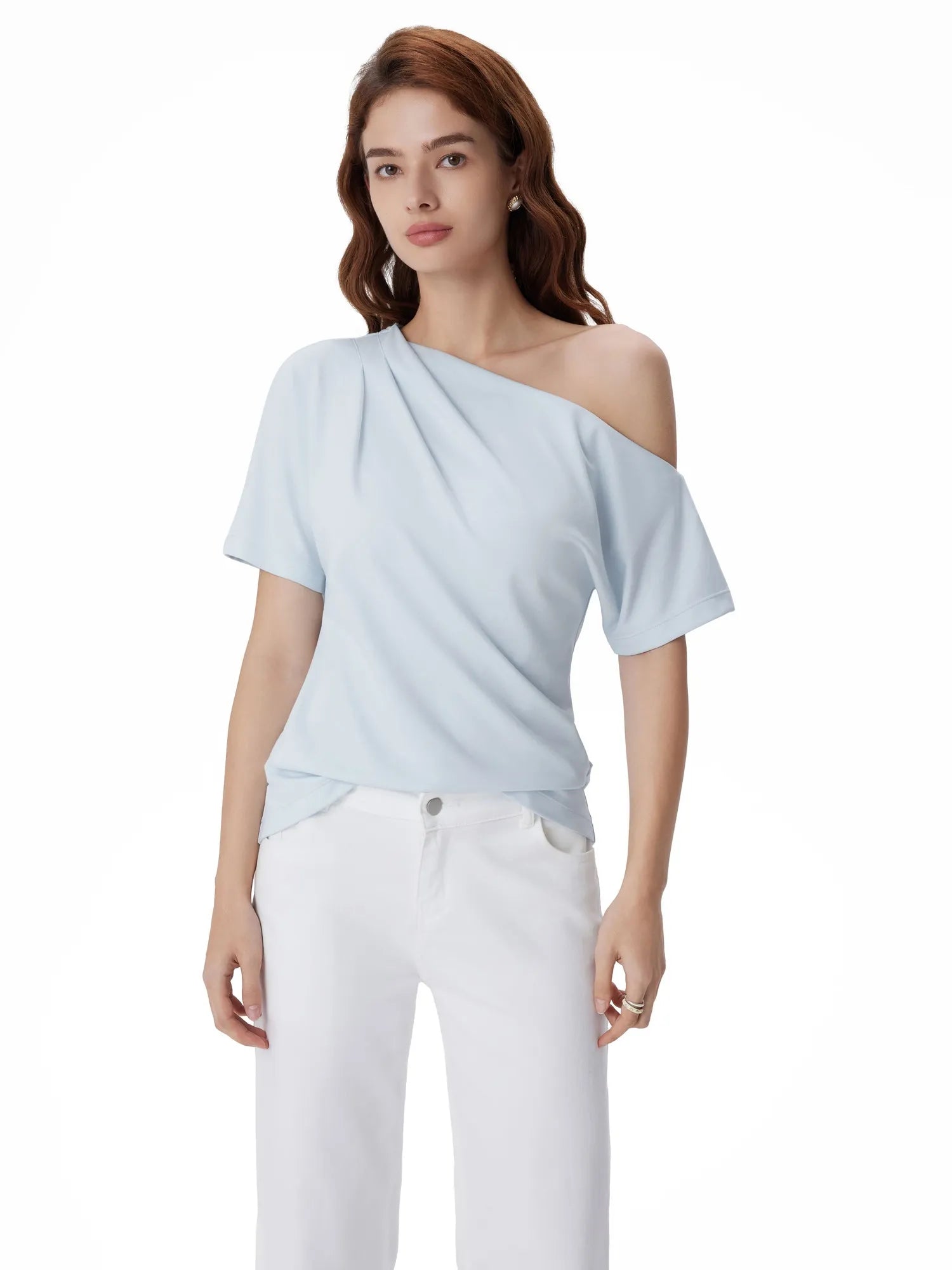 Asymmetrical Off Shoulder Short Sleeve T-Shirts-SUUKSESS-SUUKSESS