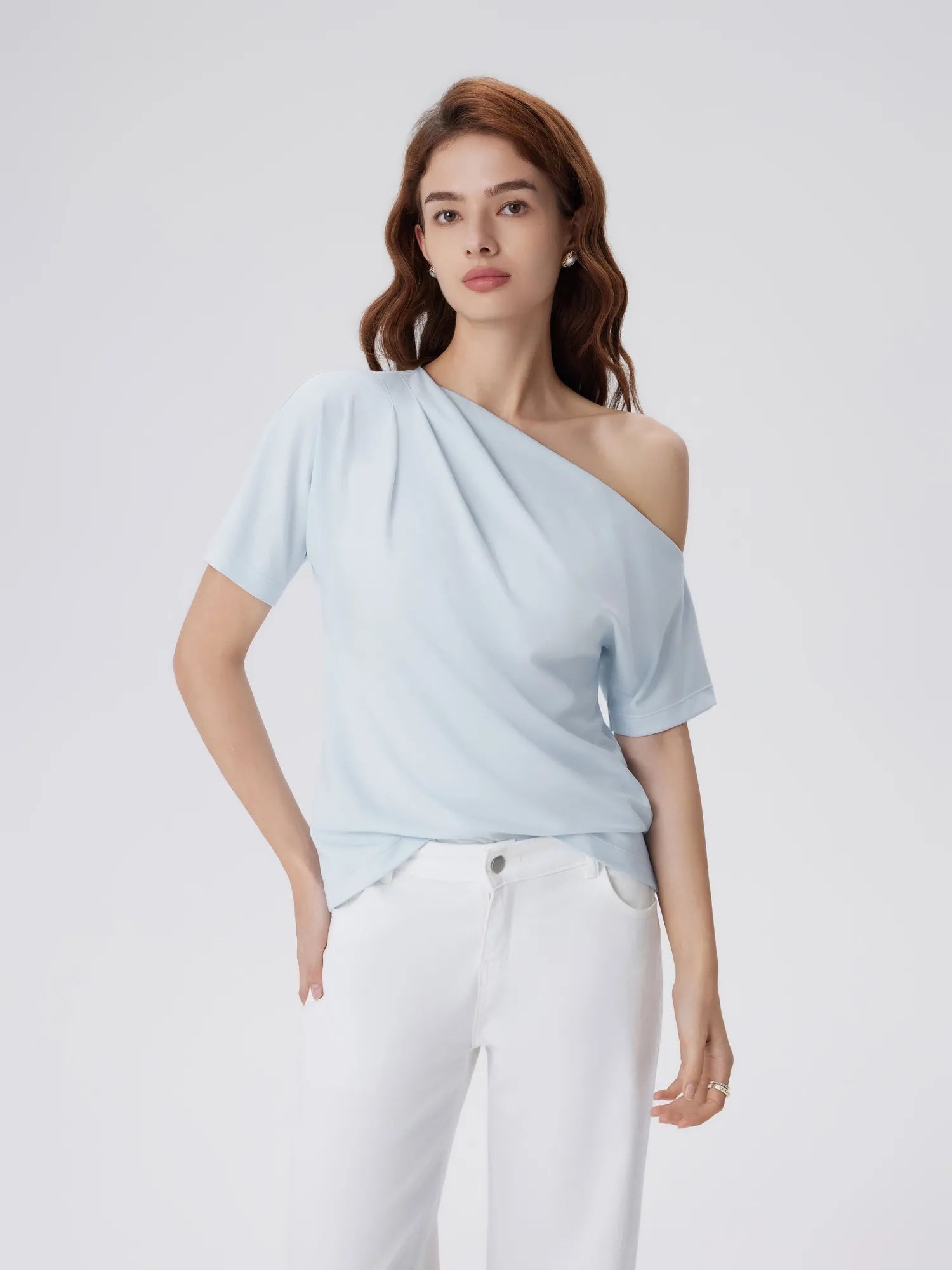 Asymmetrical Off Shoulder Short Sleeve T-Shirts-SUUKSESS-SUUKSESS