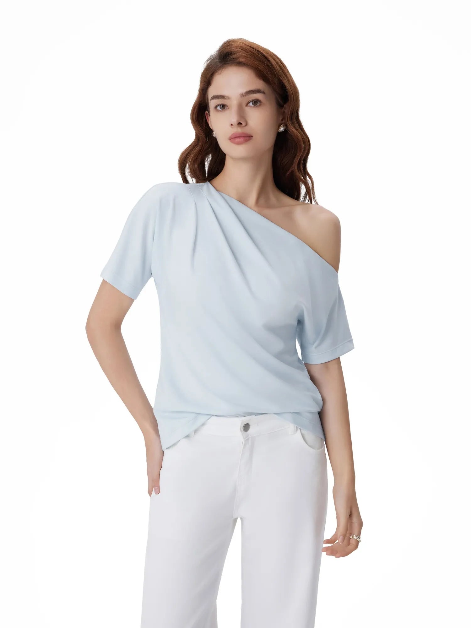 Asymmetrical Off Shoulder Short Sleeve T-Shirts-SUUKSESS-SUUKSESS