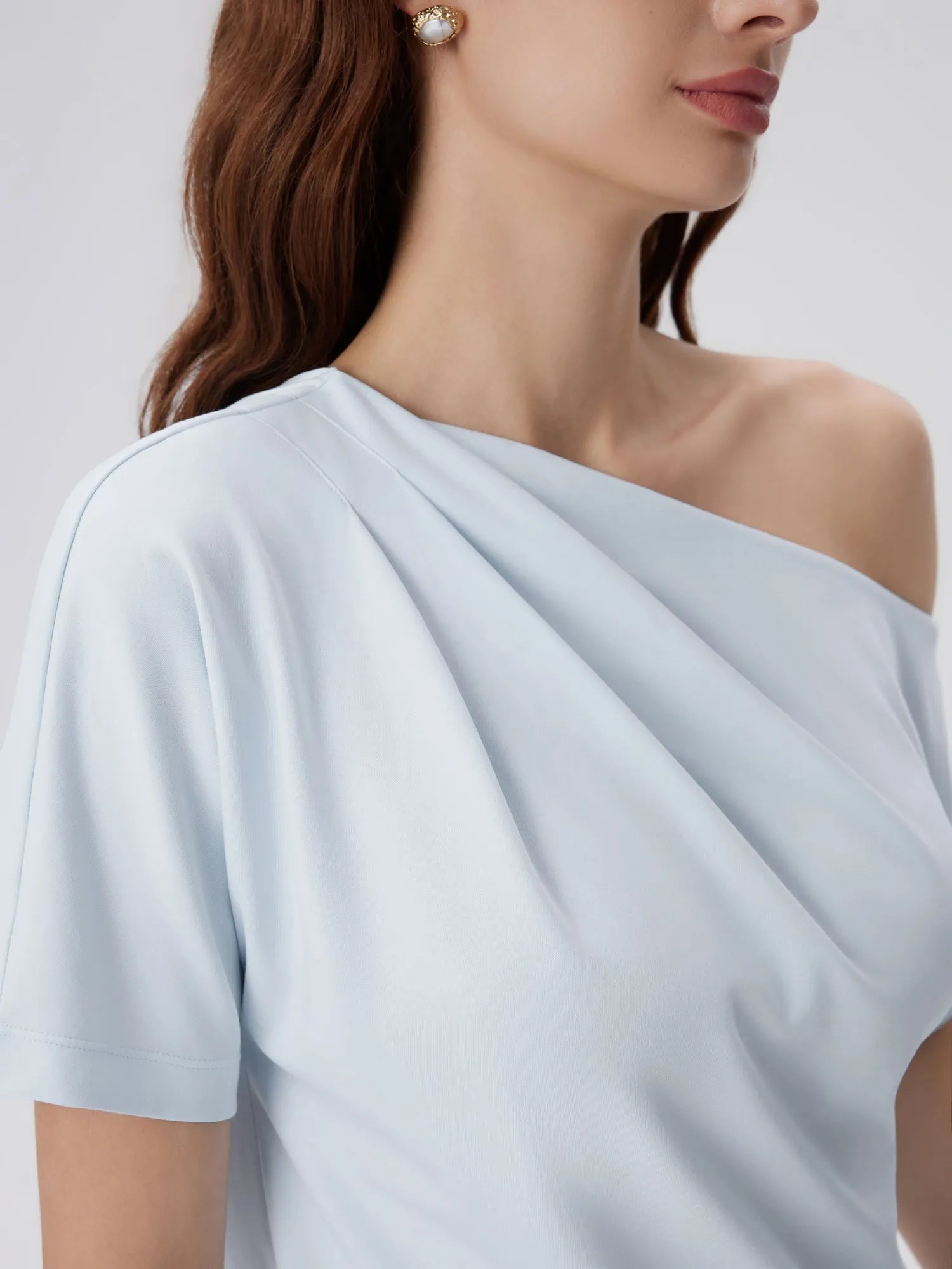 Asymmetrical Off Shoulder Short Sleeve T-Shirts-SUUKSESS-SUUKSESS