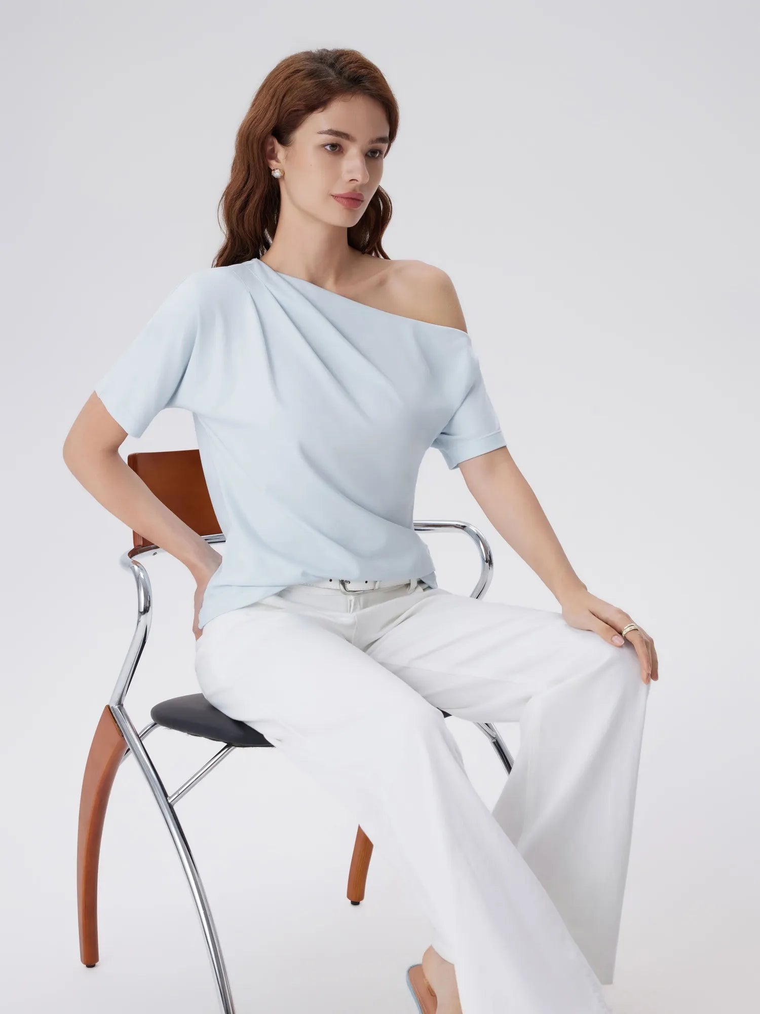 Asymmetrical Off Shoulder Short Sleeve T-Shirts-SUUKSESS-SUUKSESS
