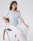 Asymmetrical Off Shoulder Short Sleeve T-Shirts-SUUKSESS-SUUKSESS