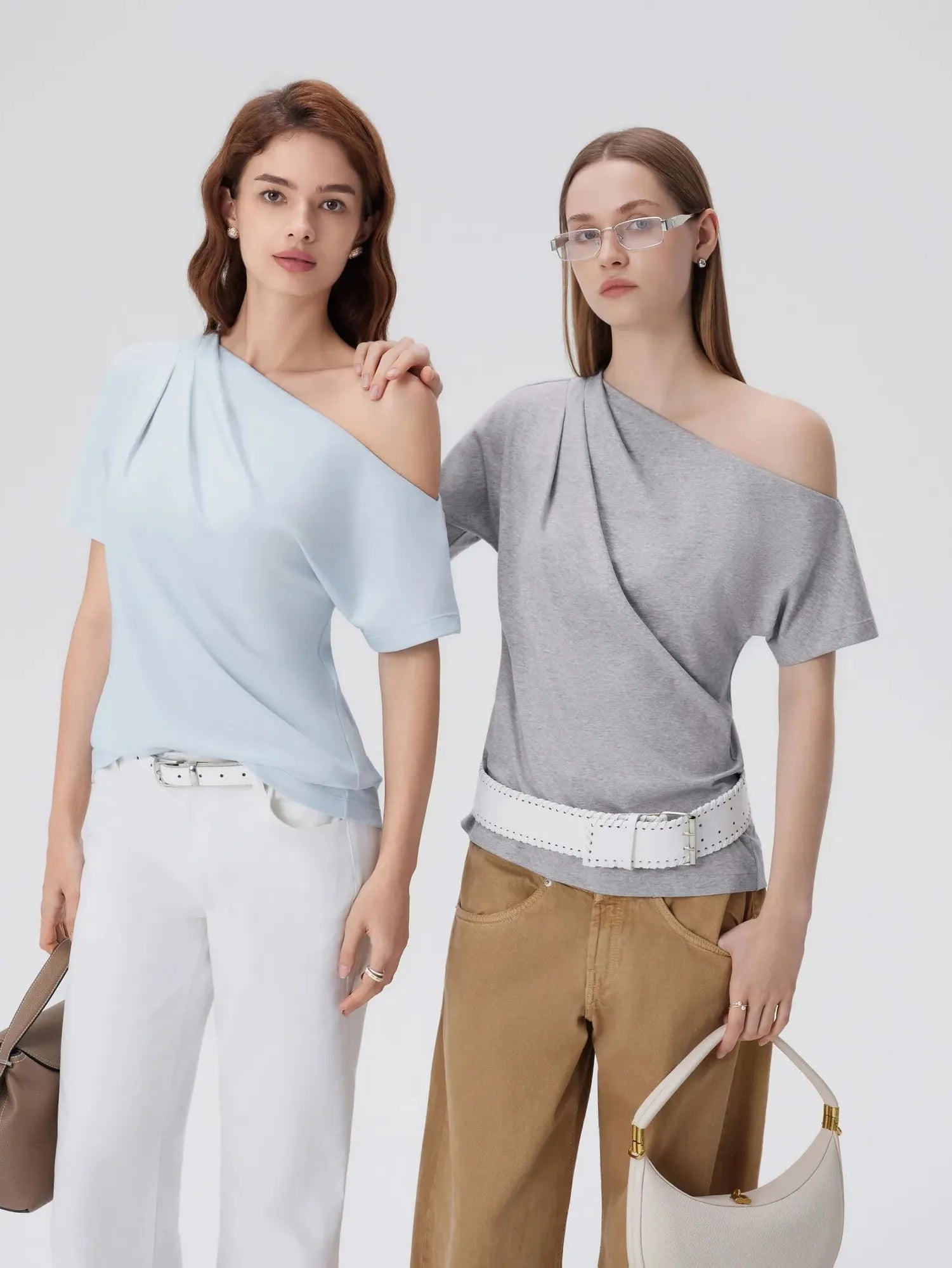 Asymmetrical Off Shoulder Short Sleeve T-Shirts-SUUKSESS-SUUKSESS