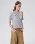 Asymmetrical Off Shoulder Short Sleeve T-Shirts-SUUKSESS-SUUKSESS
